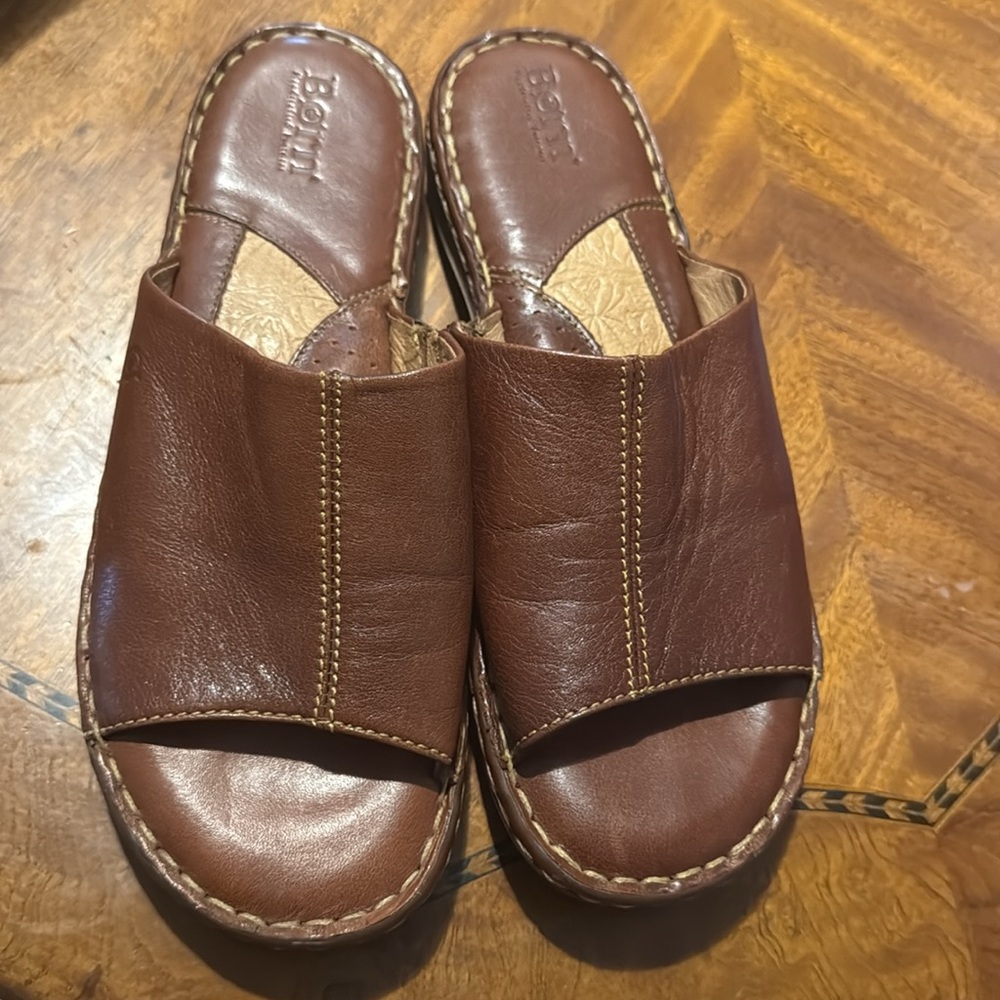 Born leather slip on sandals